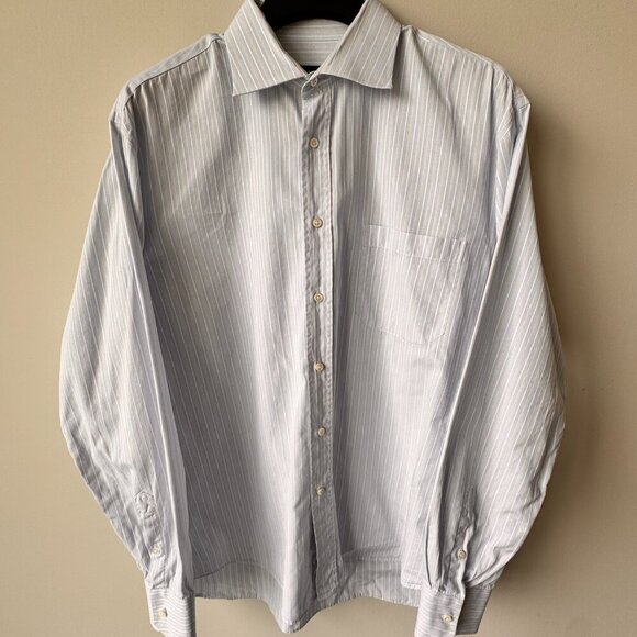Canali Cotton Striped Long Sleeve Dress Shirt - Picture 3 of 10